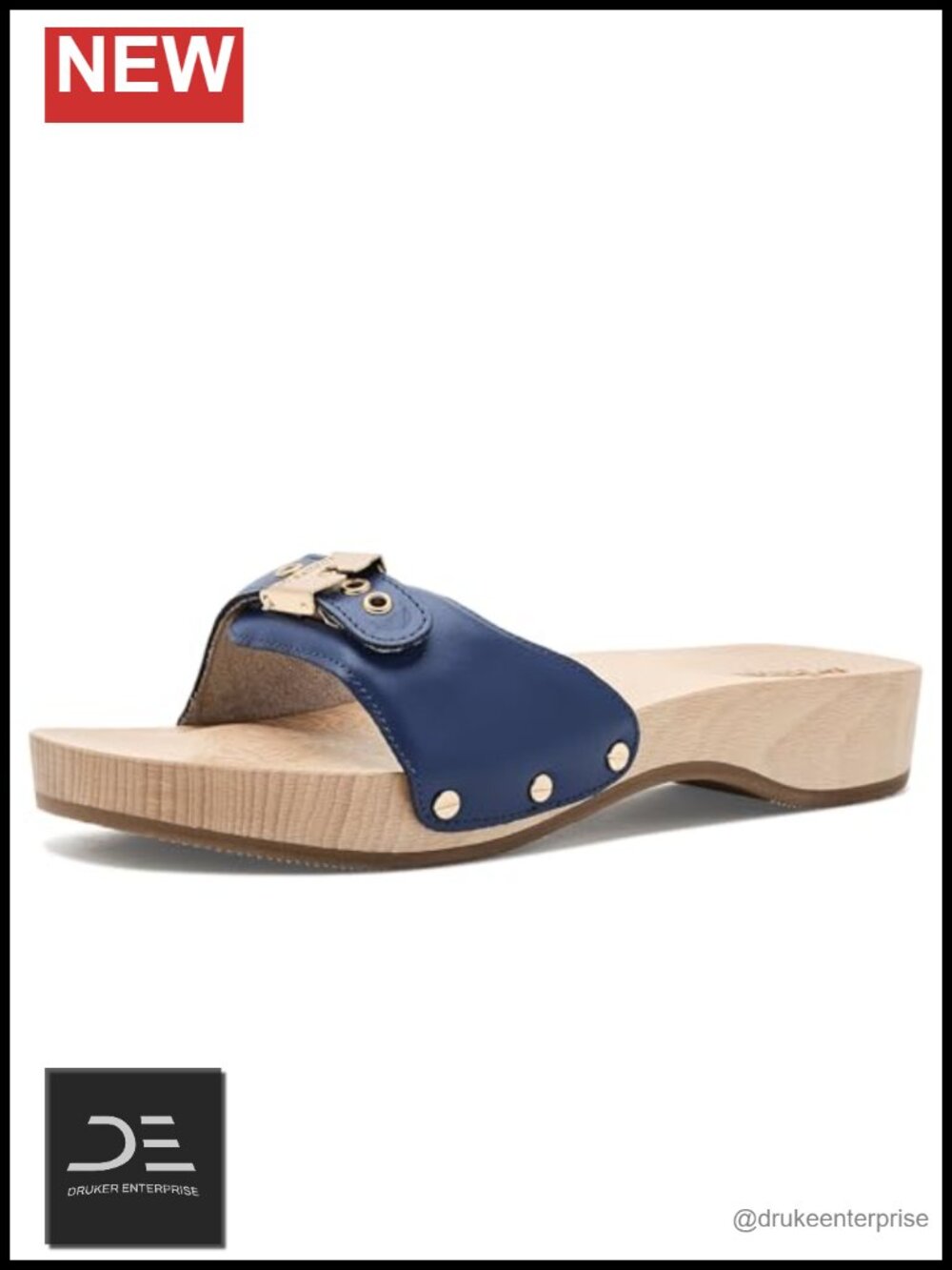 Italian Leather Slide Sandals with Adjustable Buckle Strap